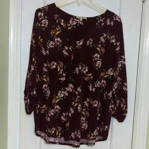 Purple Cuffed Sleeve Relaxed Blouse
